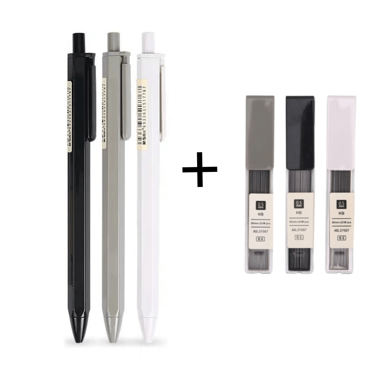 Three Automatic Pencils, Accompanied by Three Packs of 0.5Mm 60 HB Leads, Featuring an Attractive Design, Ideal for Writing in an Office Or School Setting, Especially During The Back-To-School Period