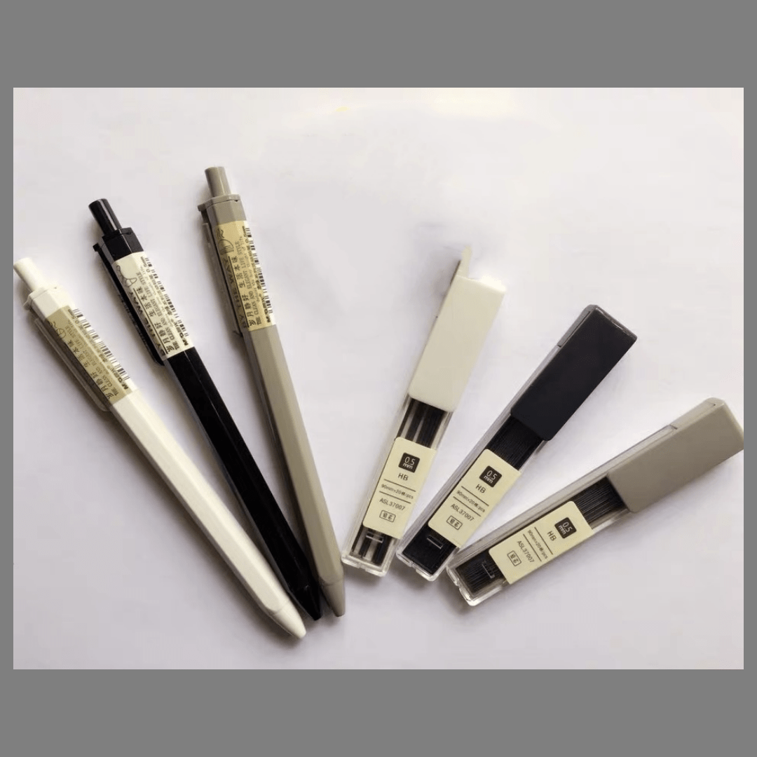 Three Automatic Pencils, Accompanied by Three Packs of 0.5Mm 60 HB Leads, Featuring an Attractive Design, Ideal for Writing in an Office Or School Setting, Especially During The Back-To-School Period