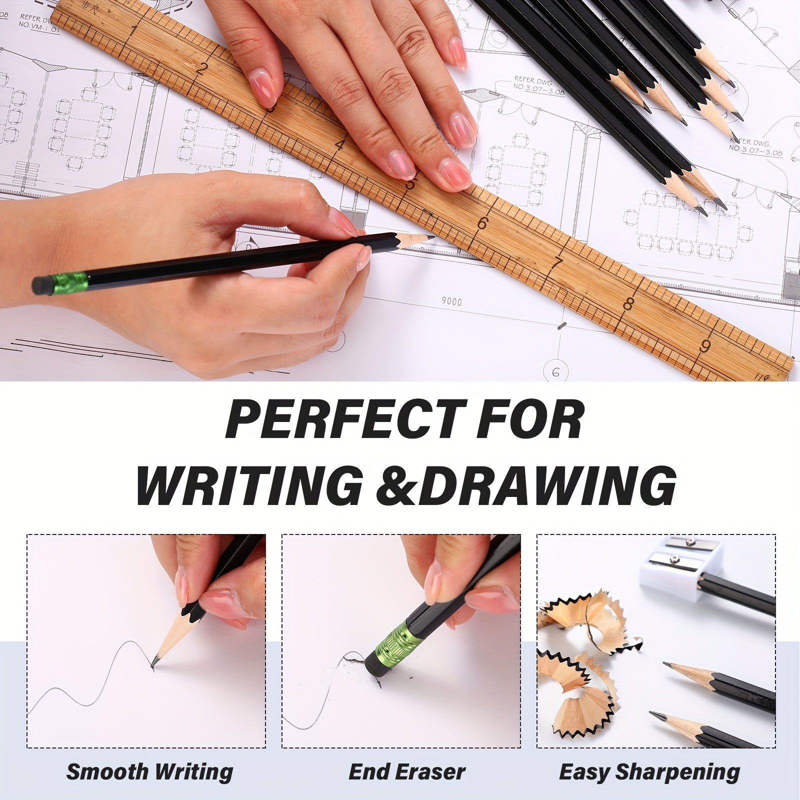 120pcs HB Pencils Unsharpened Pencils with Eraser Wooden Hexagonal Pencils for Adults Gifts Graphite Pencils for Exams Office Sketching(Black, Green, Simple)