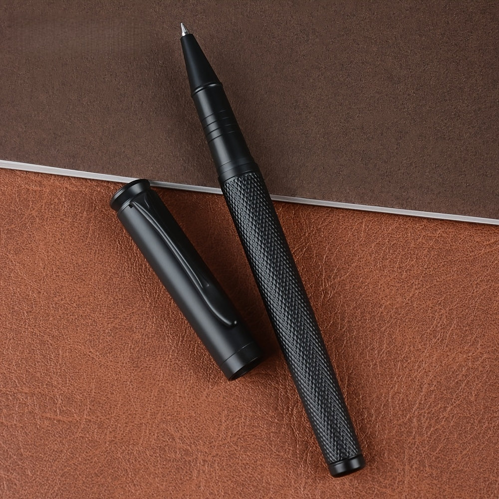 1pc Stunning Luxury Mesh Texture Design Ballpoint Pen | Black Ink, Exquisite Gift for Men and Women, Business, Executive, Office, Writing, Graduation, Medium Point, Metal Construction, Click-off