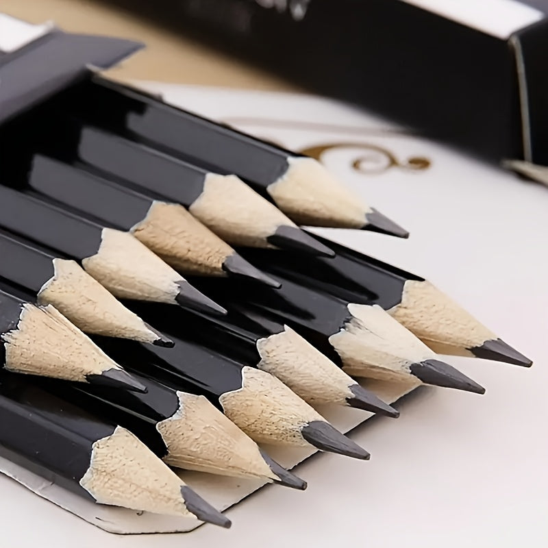 12pcs 2B Black Pencil Set with Rubber Writing Tool Sketch Pencil, Hand Drawing Tool 2B Exam Pen Art Supplies Pen Stationery Boutique Writing Tool, Suitable for Writing, Student Drawing, Sketching and Drawing, Suitable for School Edition Office Suppli