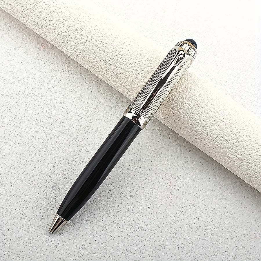 1pc Elegant Classic Style Metal Ballpoint Pen with Blue Ink for Business Office Signatures