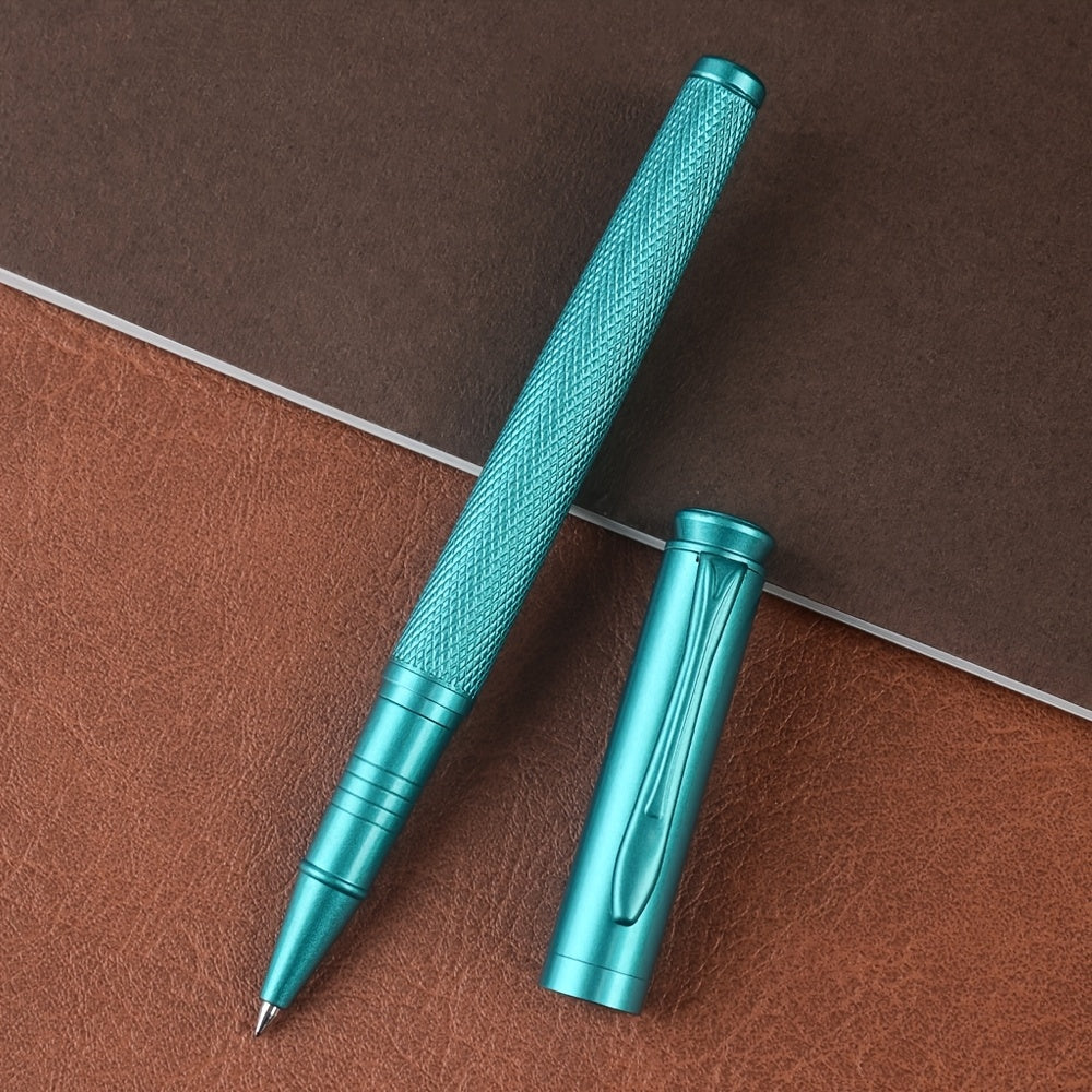 1pc Stunning Luxury Mesh Texture Design Ballpoint Pen | Black Ink, Exquisite Gift for Men and Women, Business, Executive, Office, Writing, Graduation, Medium Point, Metal Construction, Click-off