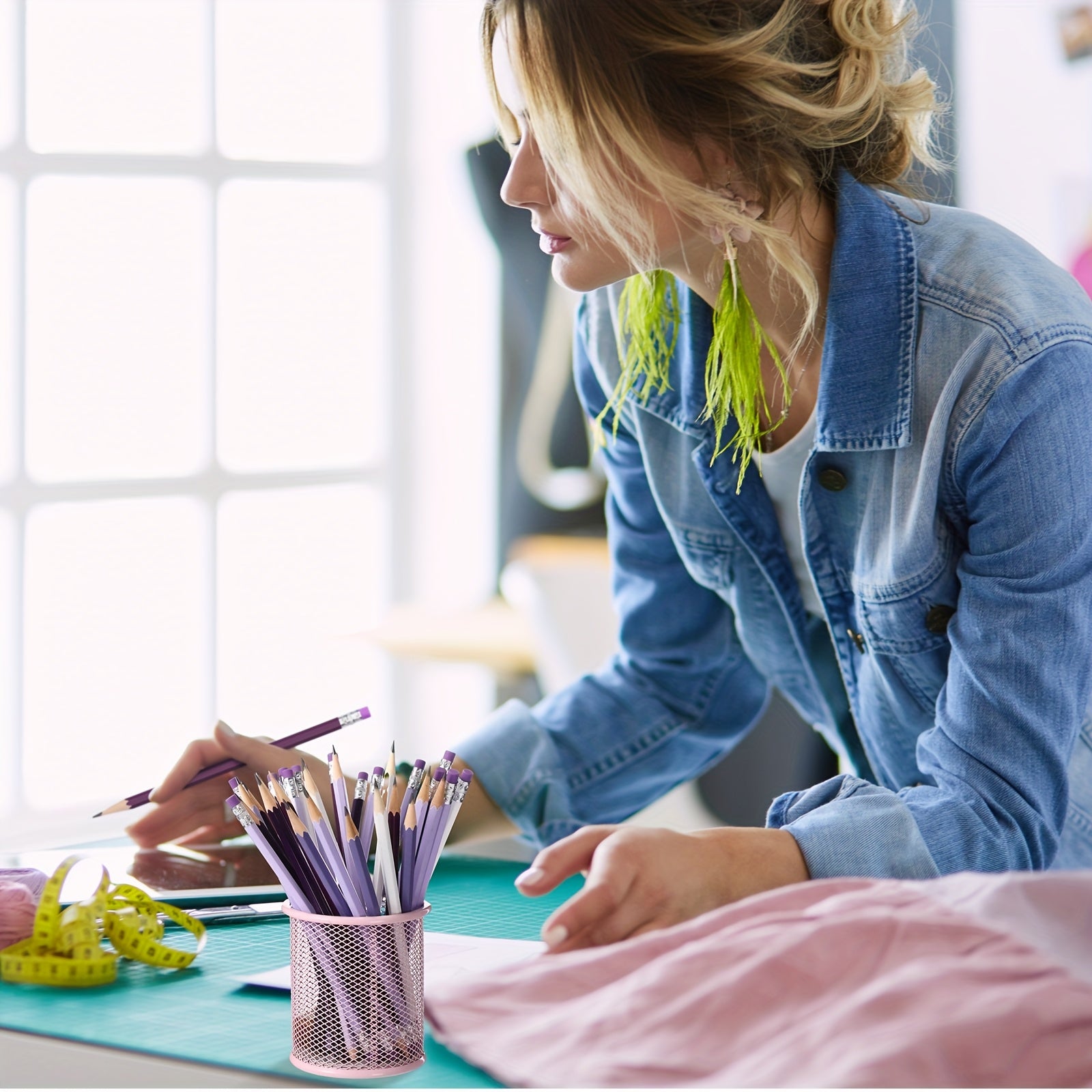 60pcs HB Pencils #2 Unsharpened Wood Cased Pencils With Eraser Hexagonal Pencil Cute Graphite No 2 Pencils For Adults Gifts Exam School Office Sketching Learning (Purple Series, White)