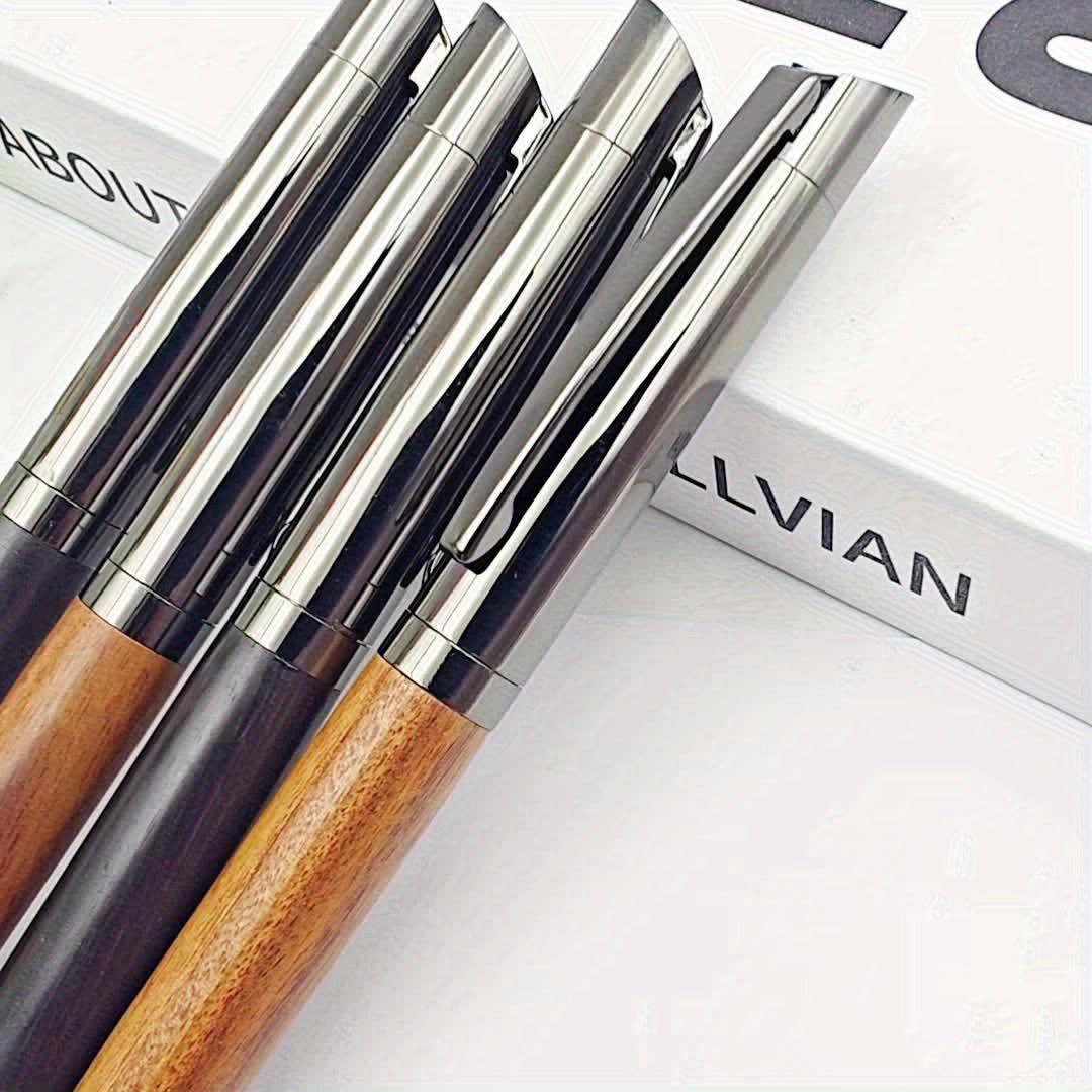 5pcs Rosewood High-End Luxury Retractable Ballpoint Pens, Metal Black Ink Rollerball Pens, Aesthetic Free Laser Engraving, Customizable for Men & Women, Office Writing Stationery, Birthday Gift, Holiday Party Favor, Graduation Souvenir, Exam Pen