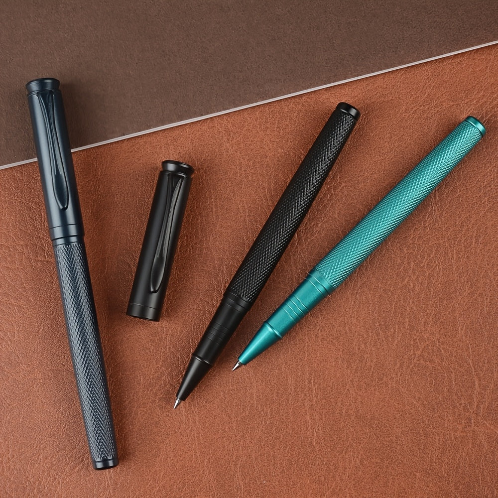 1pc Stunning Luxury Mesh Texture Design Ballpoint Pen | Black Ink, Exquisite Gift for Men and Women, Business, Executive, Office, Writing, Graduation, Medium Point, Metal Construction, Click-off