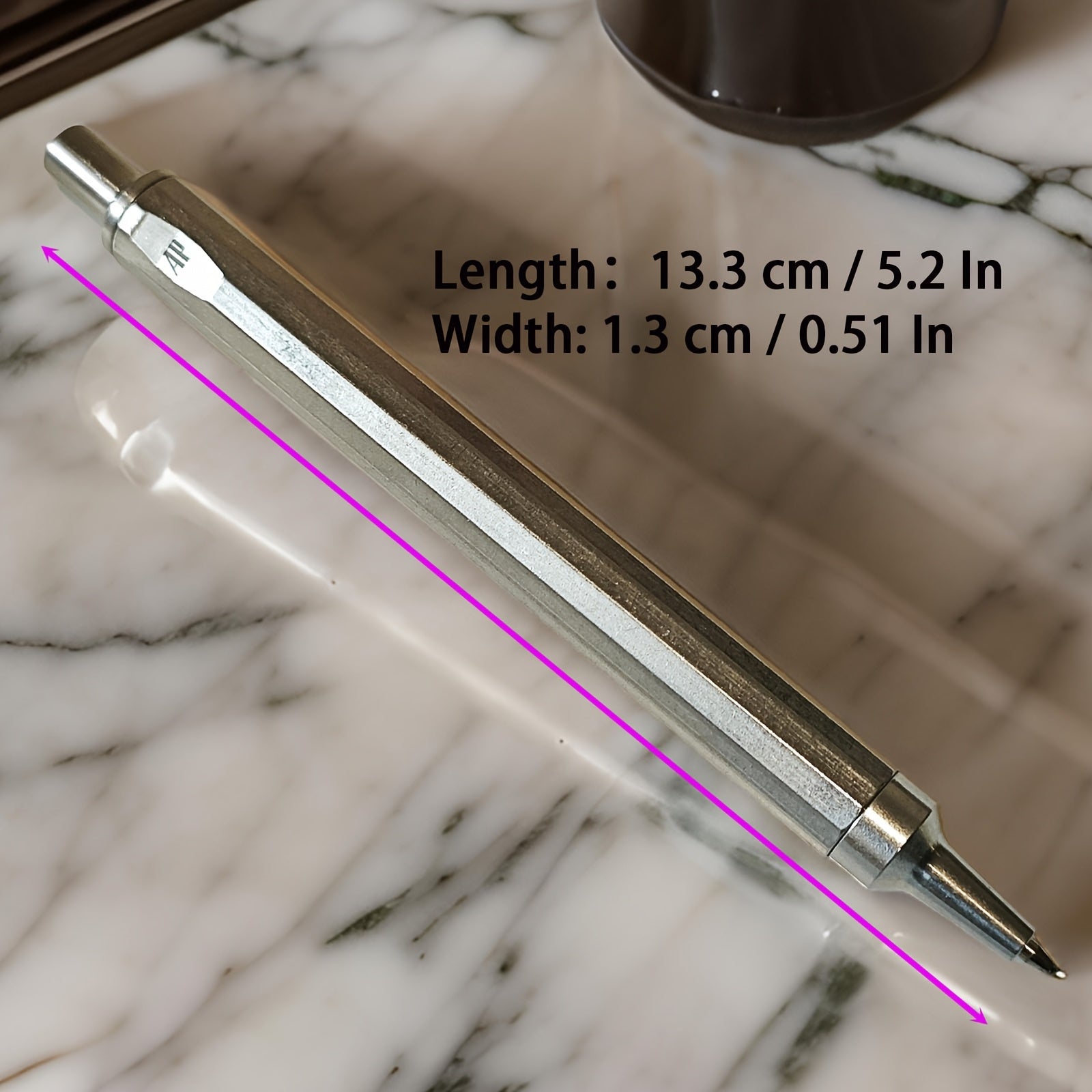 Royal Oak Shape Retractable Metal Ballpoint Pen, Silvery\u002F Matt Black\u002F Grey, Medium Point Blue\u002F Black Ink, Ideal Office Supplies