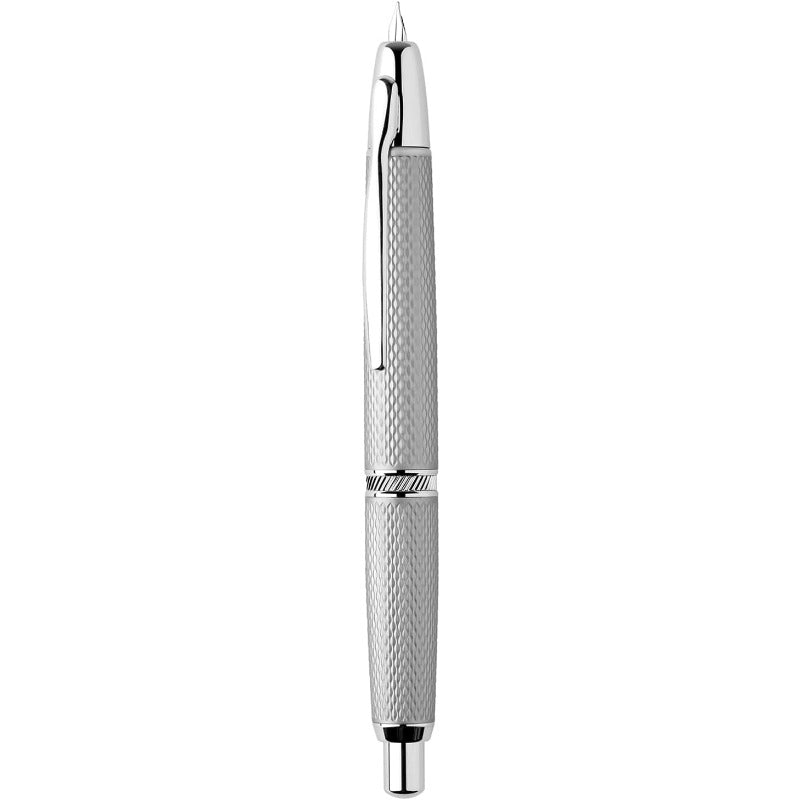 Majohn A1 Retractable Fountain Pen with Box Press Extra Fine Nib Metal White Grid Ink Pen with Converter Writing Set with Clip Version