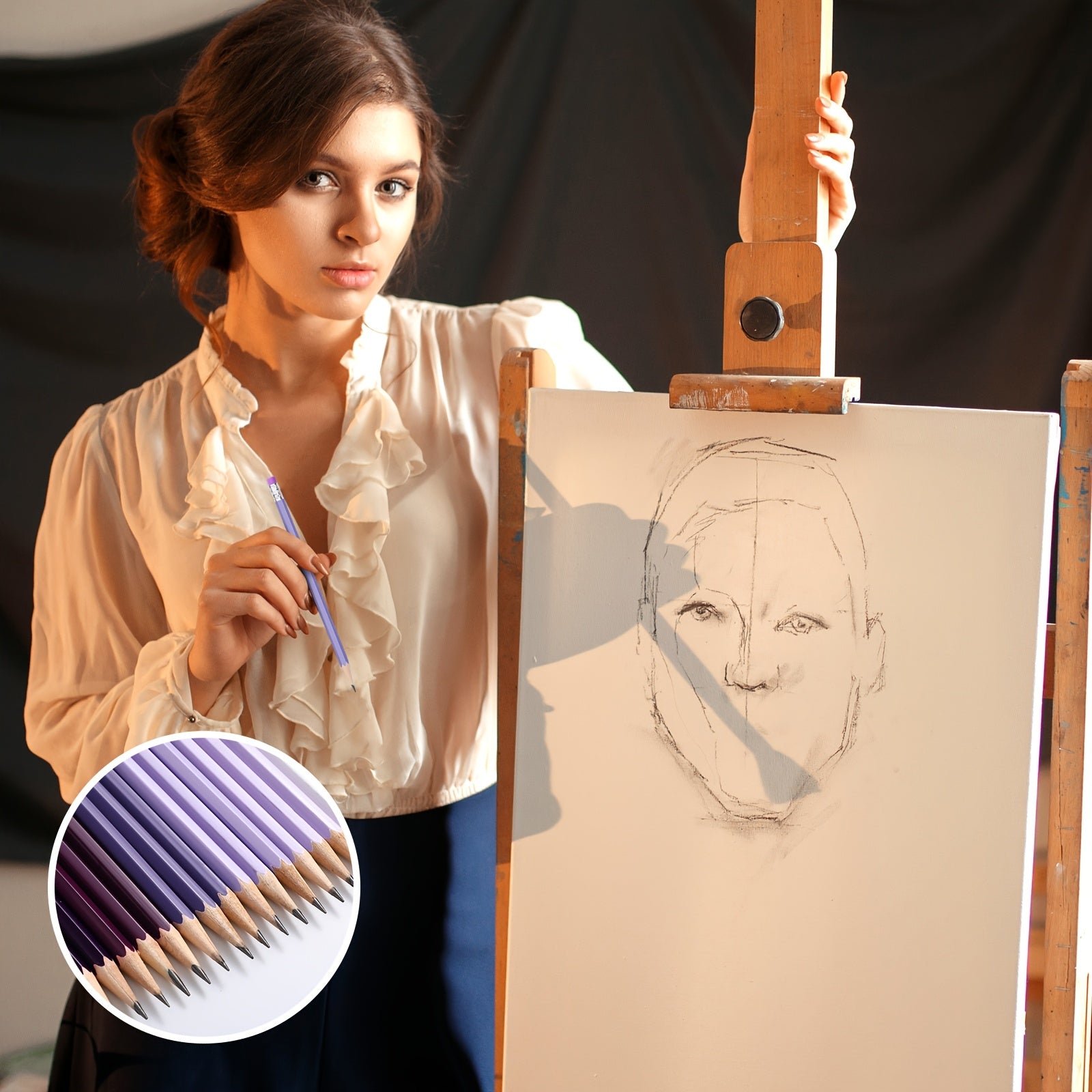 60pcs HB Pencils #2 Unsharpened Wood Cased Pencils With Eraser Hexagonal Pencil Cute Graphite No 2 Pencils For Adults Gifts Exam School Office Sketching Learning (Purple Series, White)