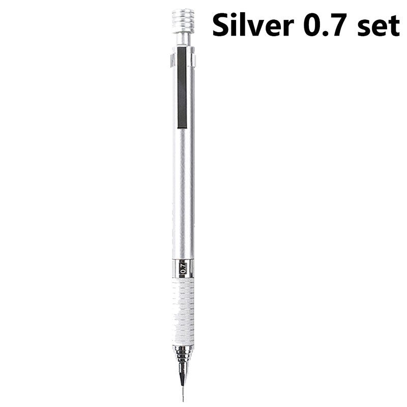 Professional Retractable Metal-like Mechanical Pencil 0.5mm & 0.7mm HB\u002F2 Lead - Low-Center of-Gravity Design with 12 Refill Leads (Compatible with 0.5\u002F0.7mm Leads) for Architects, Engineers, Artists, Drafting & Technical Drawing