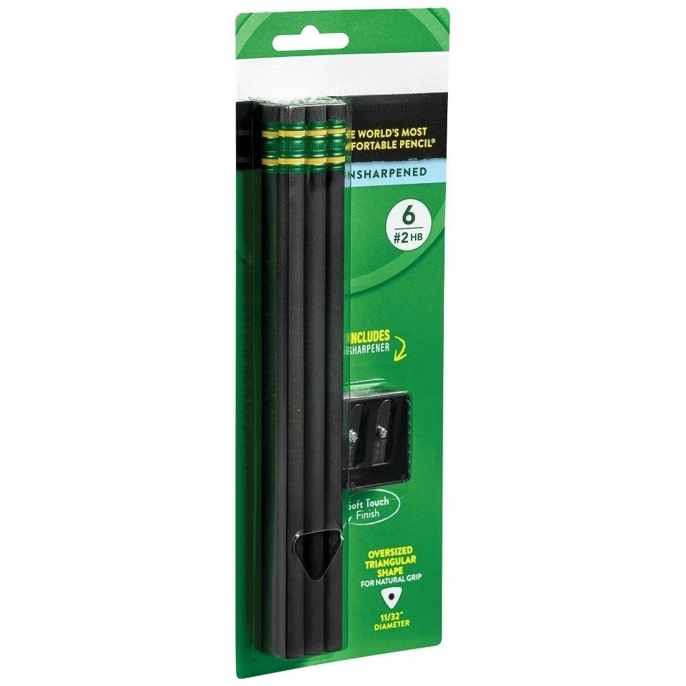 6-Pack Ergonomic Triangular Pencils | Comfortable Writing with Wood Material and Sharpener Included