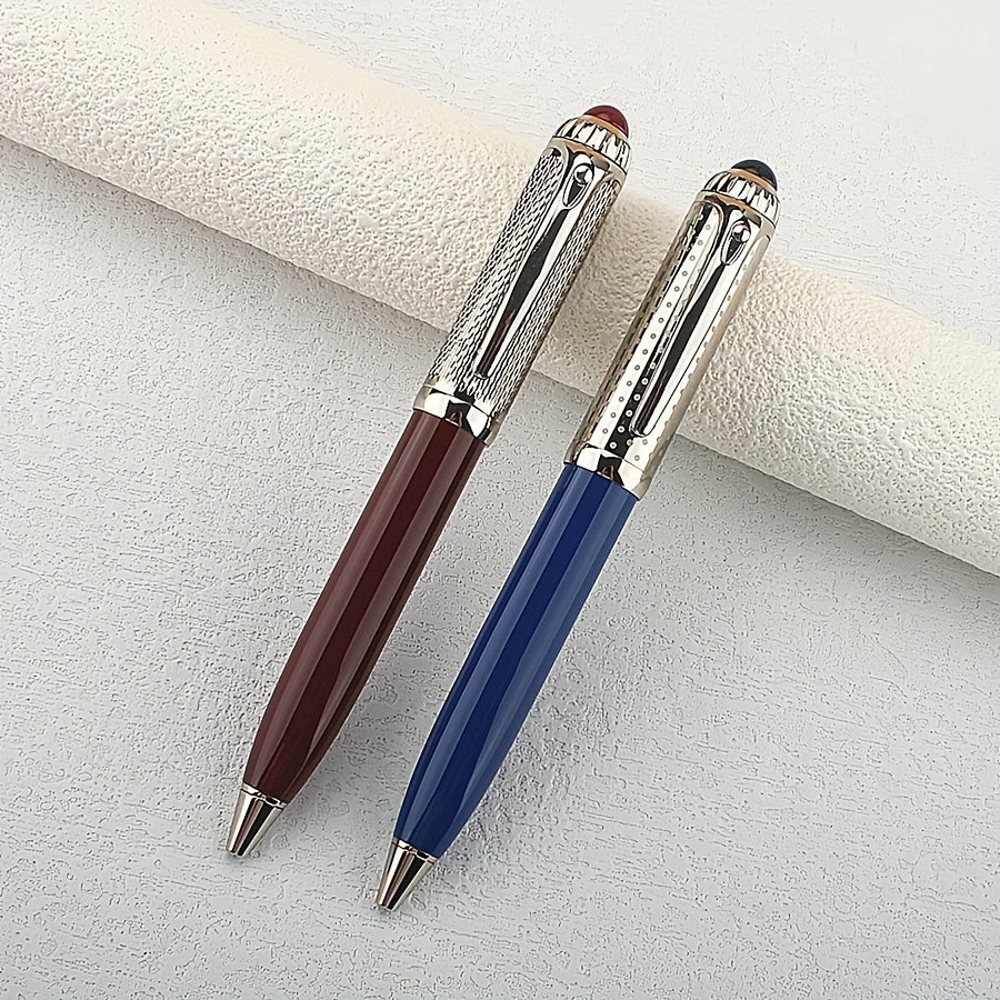 1pc Elegant Classic Style Metal Ballpoint Pen with Blue Ink for Business Office Signatures