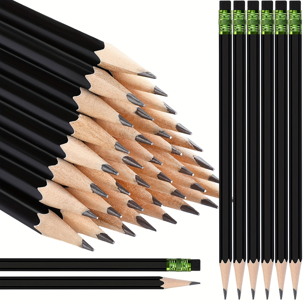 120pcs HB Pencils Unsharpened Pencils with Eraser Wooden Hexagonal Pencils for Adults Gifts Graphite Pencils for Exams Office Sketching(Black, Green, Simple)