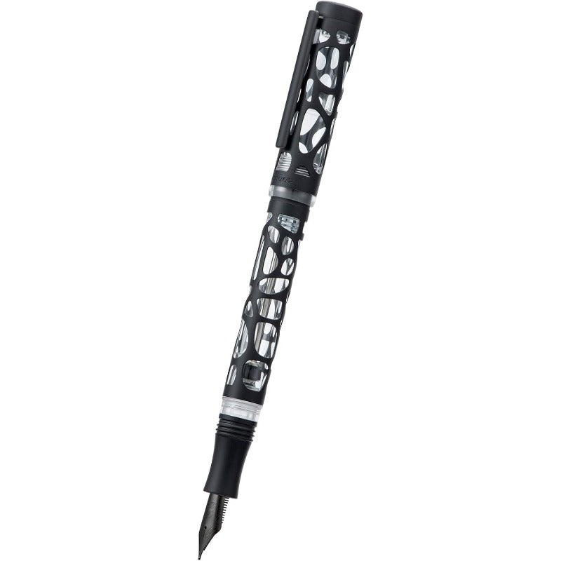 Asvine V169 Luxury Transparent Acrylic & Fountain Pen - Matte Black Water Drop Skeleton Design with, Hand-Assembled piston filling (EF Nib), Large Ink Capacity, Gift-Ready Case - Affordable Luxury Writing Instrument for